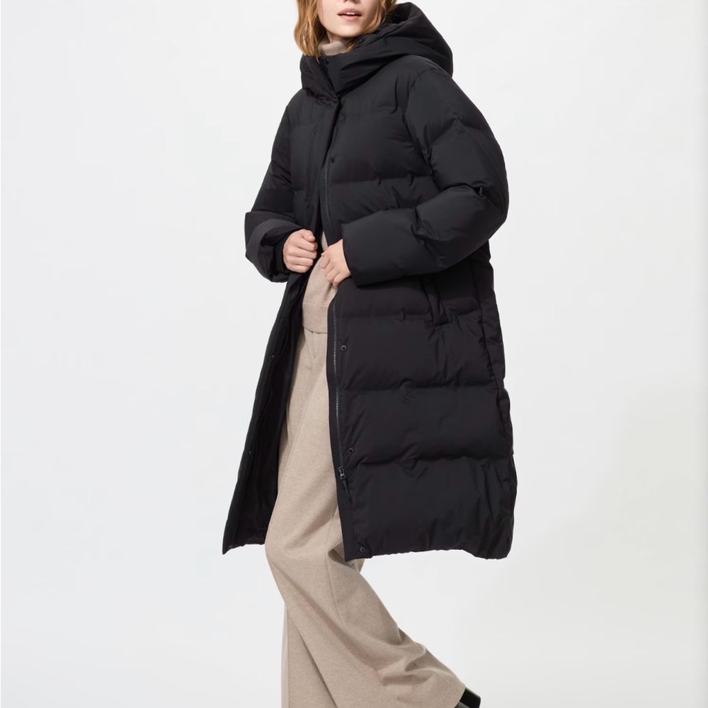 UNIQLO Black Seamless Long Puffer Coat XS
